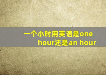 一个小时用英语是one hour还是an hour